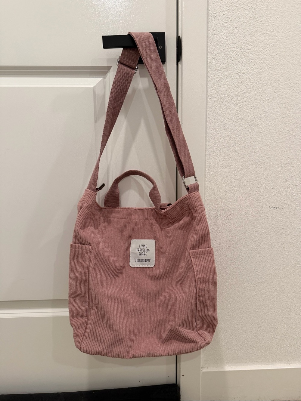 Corduroy Tote Shoulder Bag - Dusty Rose